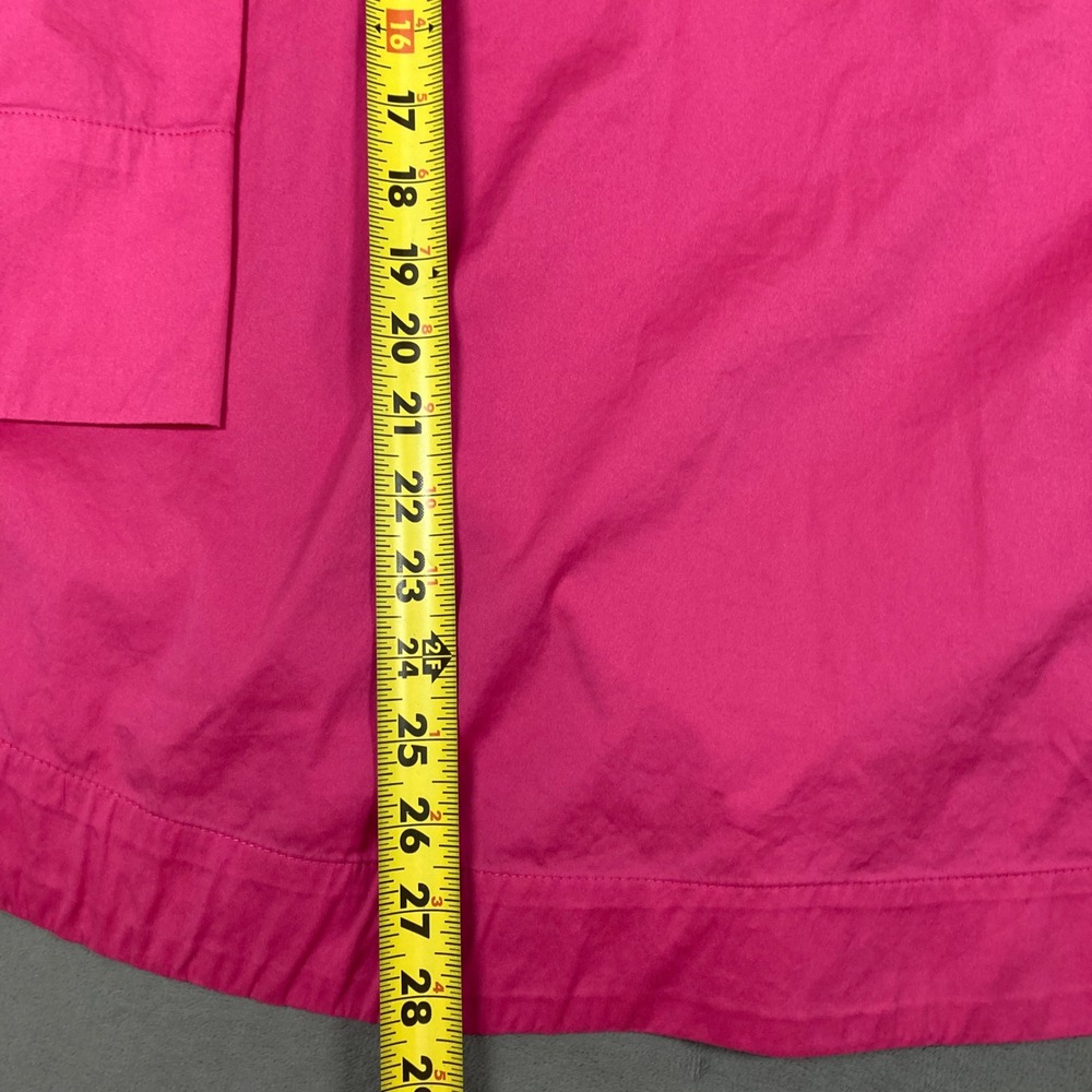 Chicos Hot Pink Cotton Poplin Popover Tunic Top Size 3 XL 16/18 V-Neck - Picture 6 of 7